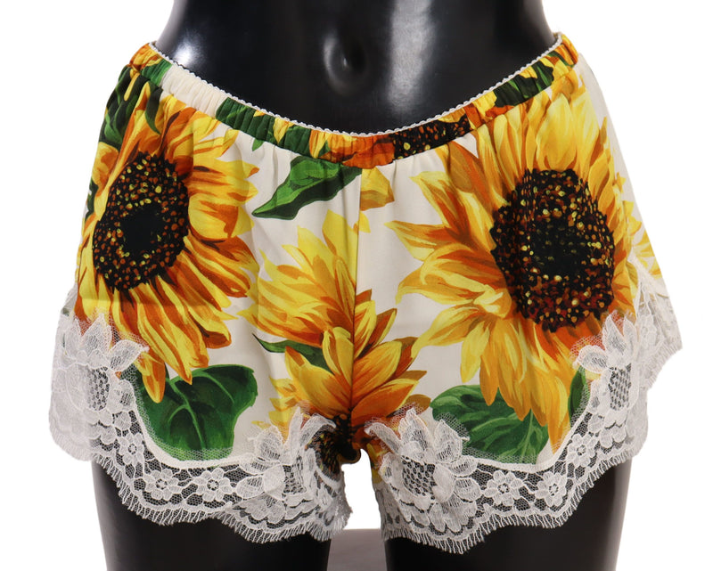 Dolce & Gabbana Sunflower Lace Lingerie Shorts - Silk Women's Blend