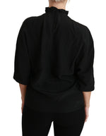 Dolce & Gabbana Black Silk Shirt Ruffled Top Women's Blouse