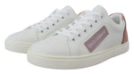 Dolce & Gabbana Chic White Pink Leather Low-Top Women's Sneakers