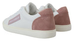 Dolce & Gabbana Chic White Pink Leather Low-Top Women's Sneakers