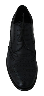 Dolce & Gabbana Elegant Blue Leather Wingtip Derby Men's Shoes