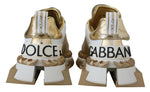 Dolce & Gabbana Elegant White and Gold Leather Women's Sneakers