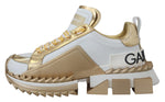 Dolce & Gabbana Elegant White and Gold Leather Women's Sneakers