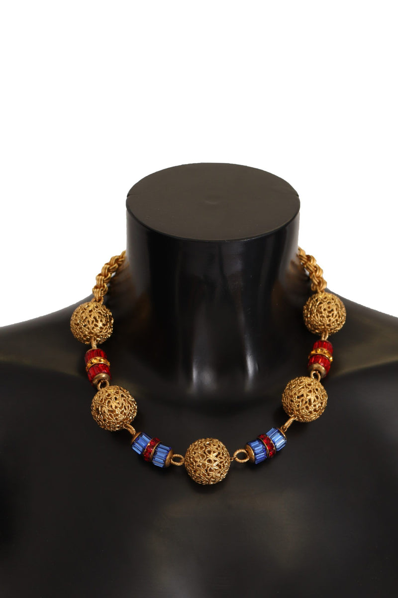 Dolce & Gabbana Elegant Gold Crystal Sphere Women's Necklace
