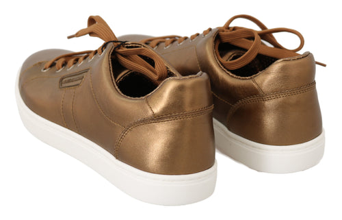 Dolce & Gabbana Golden Metallic Leather Men's Sneakers