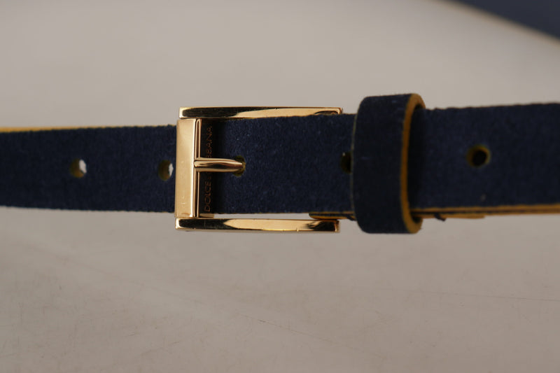 Dolce & Gabbana Chic Blue Suede Logo Buckle Women's Belt