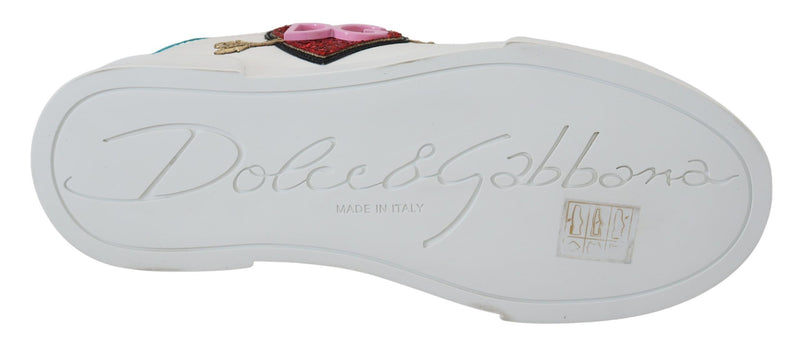Dolce & Gabbana Elegant White Portofino Leather Women's Sneakers