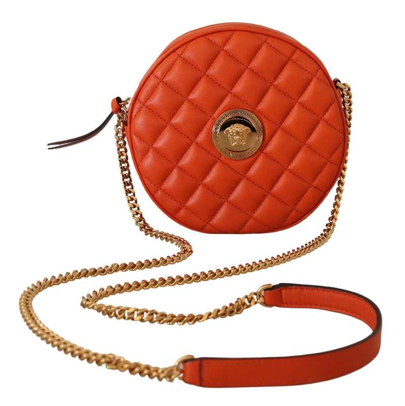 Versace Elegant Round Nappa Leather Crossbody Women's Bag