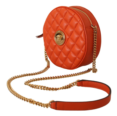Versace Red Nappa Leather Medusa Round Crossbody Women's Bag