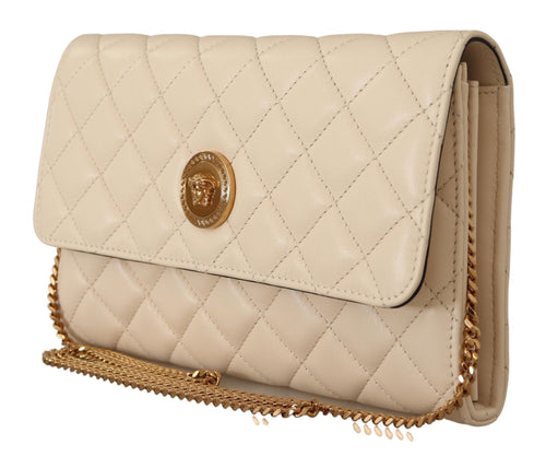 Versace Elegant White Nappa Leather Evening Shoulder Women's Bag
