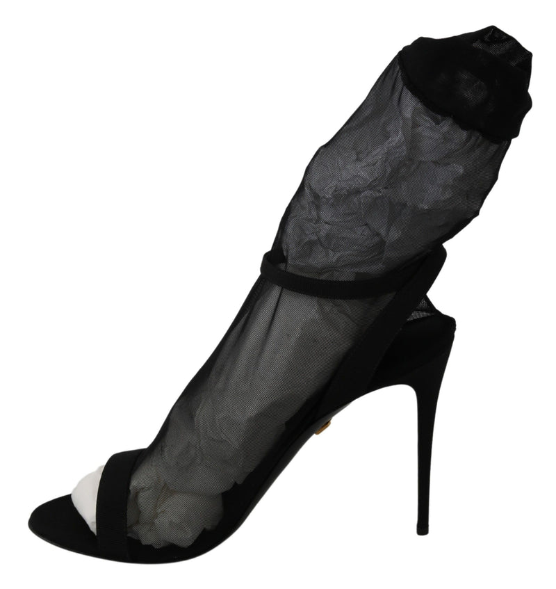 Dolce & Gabbana Elegant Black Heeled Stretch Women's Sandals