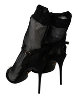 Dolce & Gabbana Elegant Black Heeled Stretch Women's Sandals