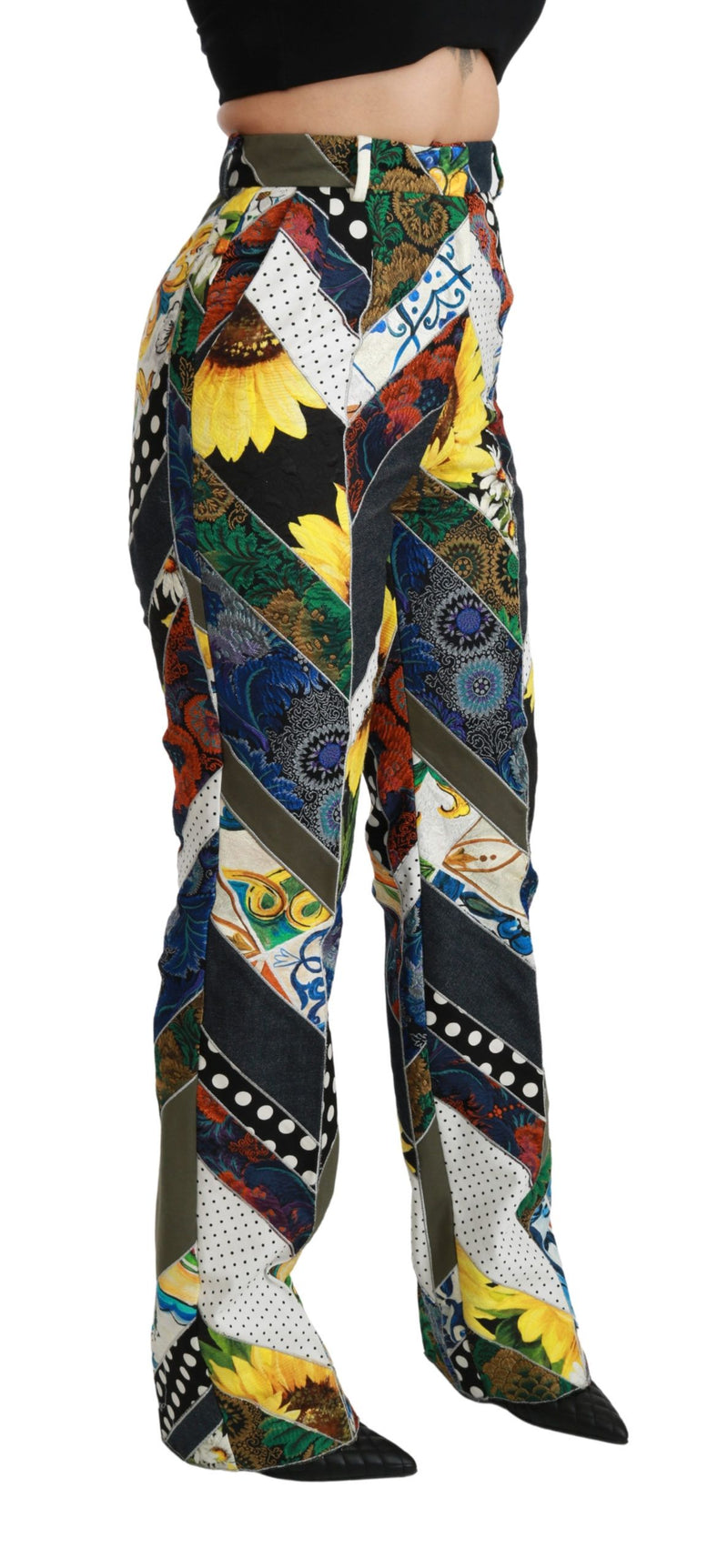 Dolce & Gabbana Multicolor Print High Waist Straight Women's Pants