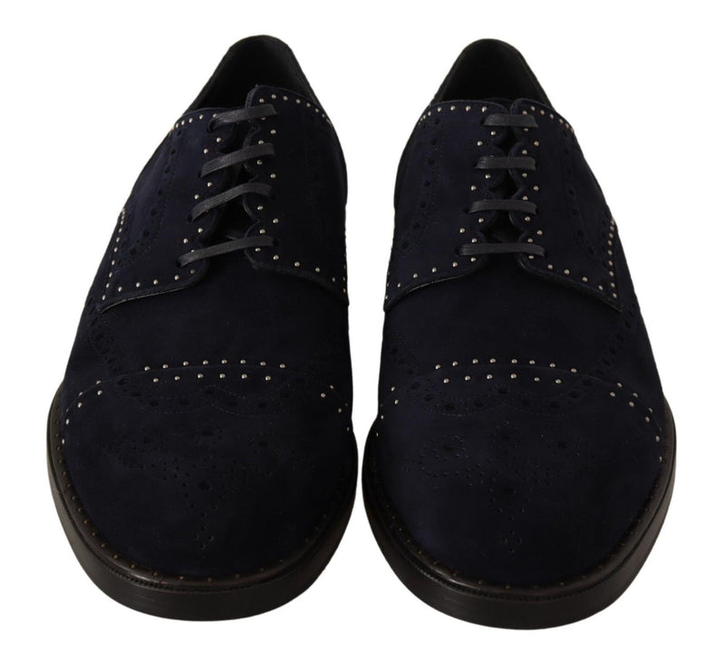 Dolce & Gabbana Elegant Suede Derby Shoes with Silver Men's Studs