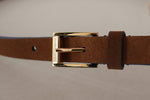 Dolce & Gabbana Elegant Suede Leather Belt with Logo Engraved Women's Buckle
