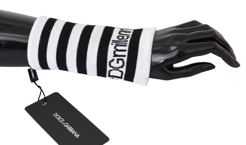 Dolce & Gabbana Elegant Black &amp; White Wool Blend Wrist Men's Wrap