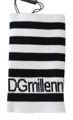 Dolce & Gabbana Black White Wool DGMillennials Wristband Men's Wrap