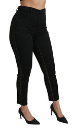 Dolce & Gabbana Black Brocade Skinny High Waist Women's Pants
