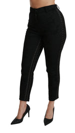 Dolce & Gabbana Black Brocade Skinny High Waist Women's Pants