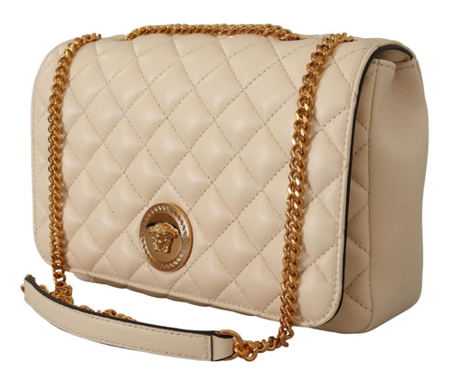 Versace Elegant White Nappa Leather Shoulder Women's Bag