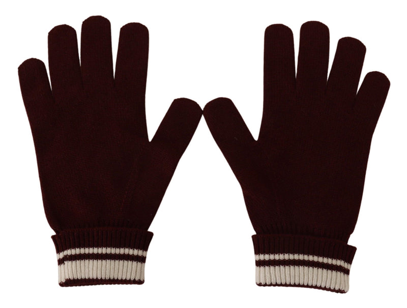 Dolce & Gabbana Red White D&amp;G Logo Crown Cashmere Men's Gloves