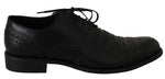 Dolce & Gabbana Elegant Black Leather Derby Wingtip Dress Men's Shoes