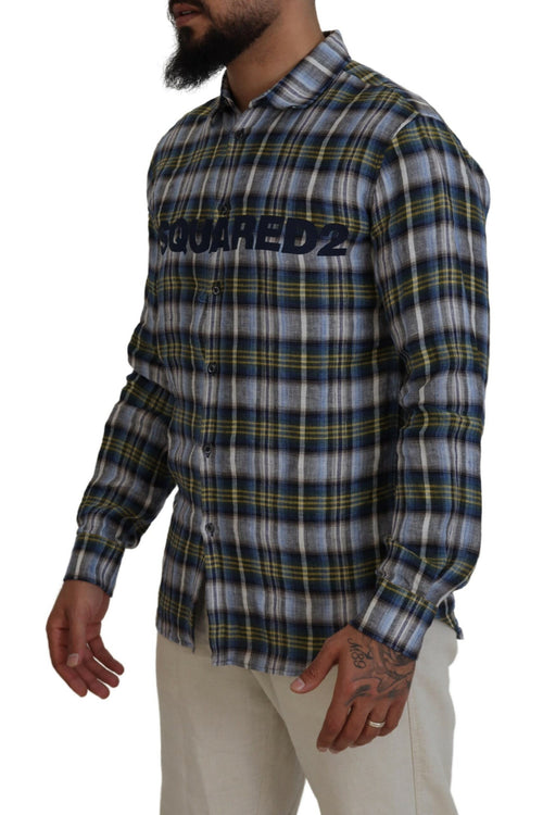 Dsquared² Multicolor Checkered Casual Men Long Sleeves Men's Shirt