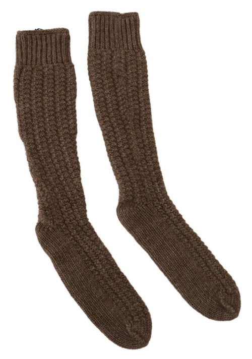 Dolce & Gabbana Brown Wool Knit Calf Long Women Women's Socks