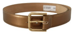 Dolce & Gabbana Bronze Leather Belt with Gold-Toned Women's Buckle