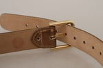 Dolce & Gabbana Bronze Leather Belt with Gold-Toned Women's Buckle