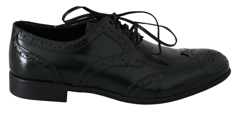 Dolce & Gabbana Green Leather Broque Oxford Wingtip Women's Shoes