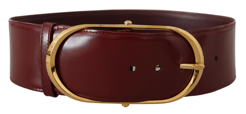 Dolce & Gabbana Engraved Logo Maroon Leather Women's Belt