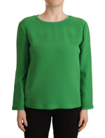 Armani Green Silk Long Sleeves Round Neck Women's Sweater
