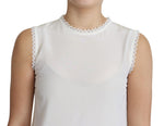 Dolce & Gabbana White Blouse Silk Lace Trimmed Sleeveless Women's Top