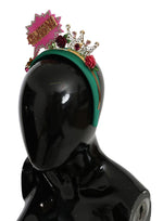 Dolce & Gabbana Green Pink Crystal FUMETTI CARTOONS Diadem Women's Headband