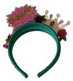 Dolce & Gabbana Green Pink Crystal FUMETTI CARTOONS Diadem Women's Headband