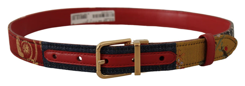 Dolce & Gabbana Chic Multicolor Leather Belt with Engraved Women's Buckle