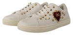 Dolce & Gabbana Studded Heart Leather Sneakers - Pure Women's Elegance
