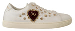 Dolce & Gabbana Studded Heart Leather Sneakers - Pure Women's Elegance