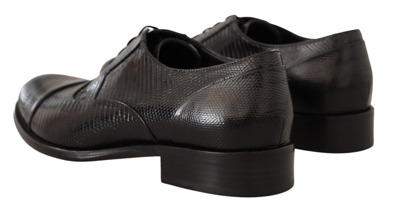 Dolce & Gabbana Elegant Black Lizard Skin Derby Men's Shoes
