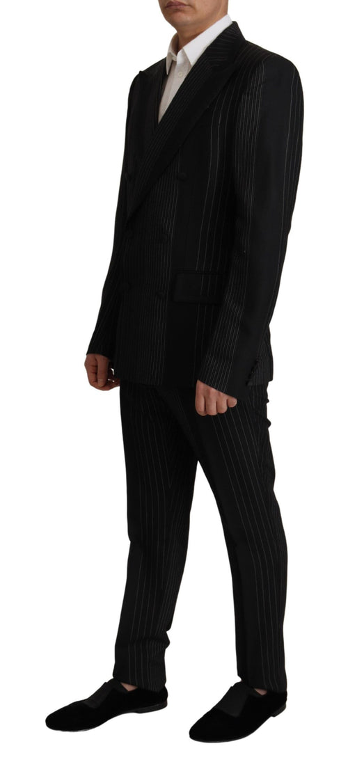 Dolce & Gabbana Black Stripes Rayon Formal 2 Piece Men's Suit