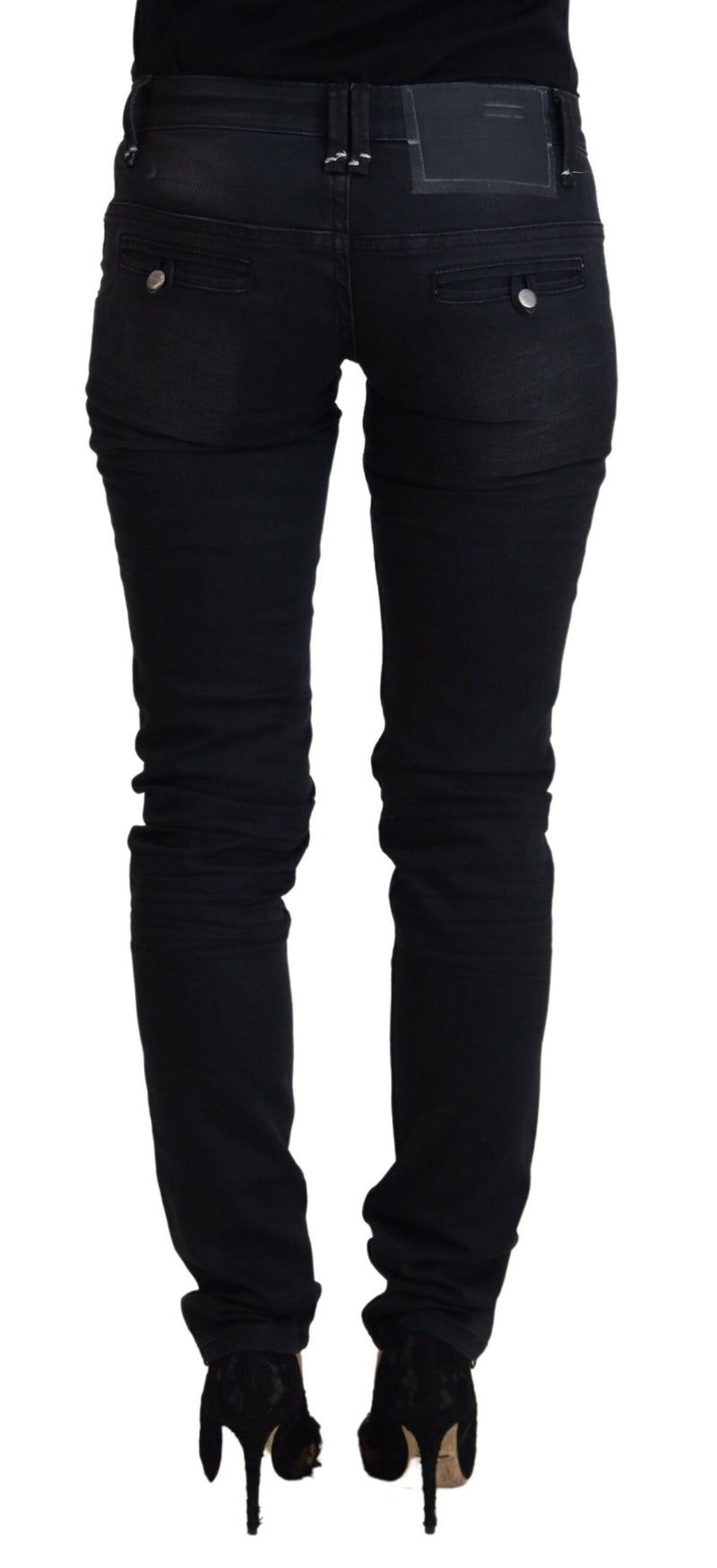 Acht Sleek Black Washed Low Waist Skinny Women's Jeans