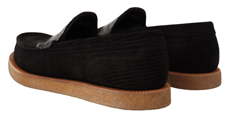 Dolce & Gabbana Elegant Black Alligator Leather Men's Loafers