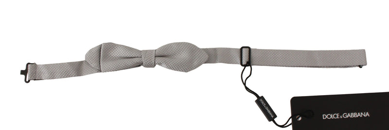 Dolce & Gabbana Gray 100% Silk Faille Adjustable Neck Bow Tie Men's Papillon