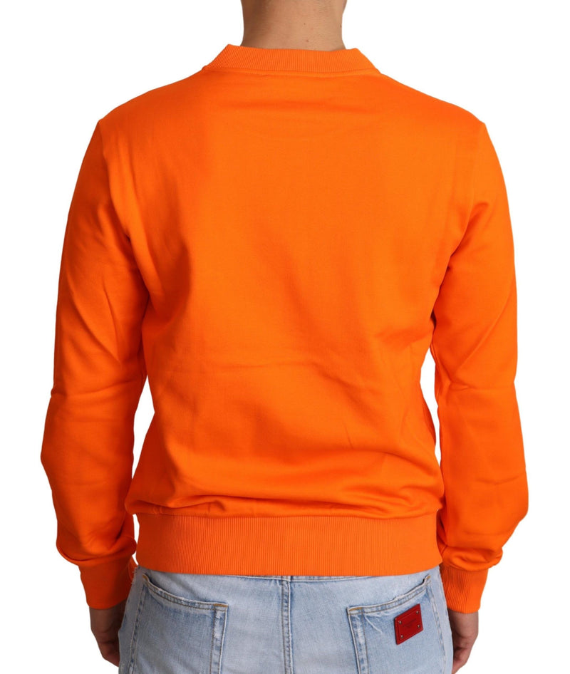 Dolce & Gabbana Regal Crewneck Cotton Sweater in Men's Orange