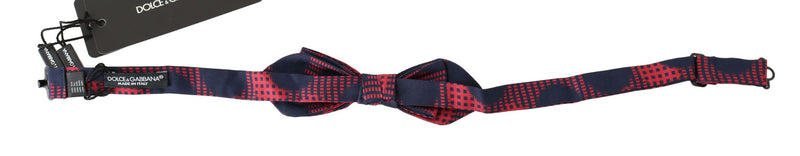 Dolce & Gabbana Elegant Red Checkered Silk Bow Men's Tie