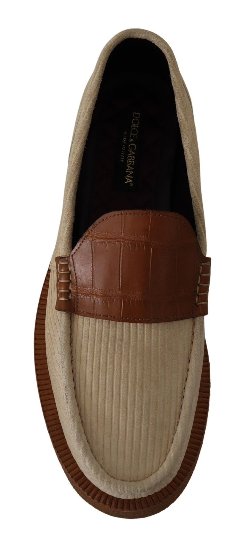 Dolce & Gabbana Elegant White Crocodile Leather Men's Loafers