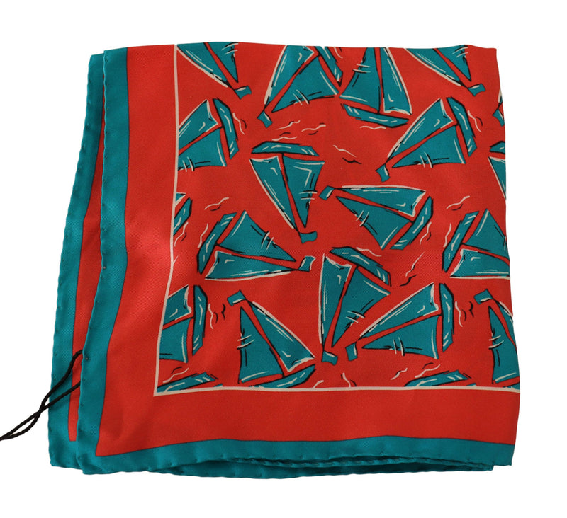 Dolce & Gabbana Orange Boat Print Silk Square Handkerchief Men's Scarf