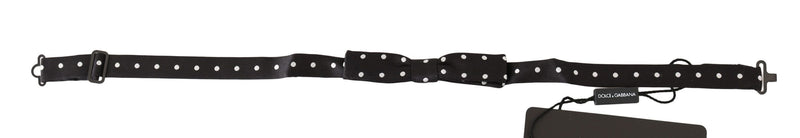 Dolce & Gabbana Black 100% Silk Polka Dot Adjustable Neck Bow Men's Tie