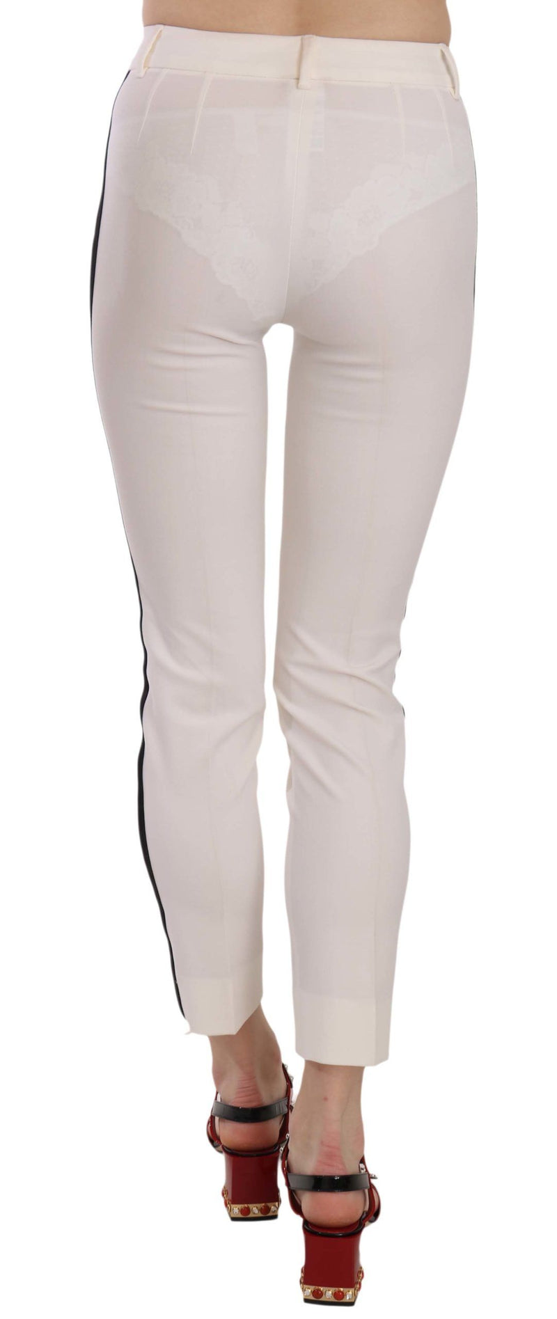 Dolce & Gabbana White Side Stripe Cropped Skinny Women's Pants